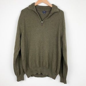 J. Crew Green Pullover Zip Up Sweater